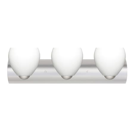 Besa Lighting Bolla Vanity, Opal Matte, Satin Nickel Finish, 3x9W LED 3WZ-412207-LED-SN